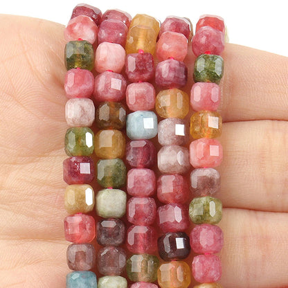 Faceted Natural Tourmaline Square Cube Shape Beads For Jewelry Making DIY Bracelet Necklace Beading 1