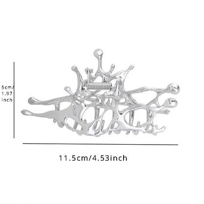 Large Silver Geometric Claw Clip For Women Korean Fashion Metal Hair Claw Clamp Girls Stylish Shark 4