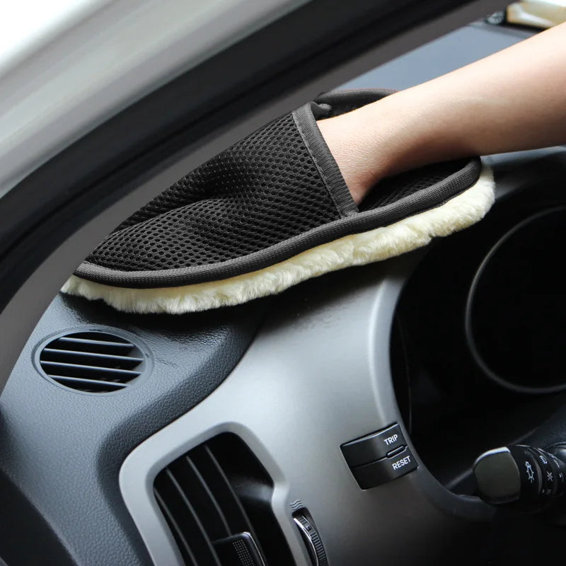 Imitation Wool Car Washing Gloves Thickened Plush Gloves For Superior Waxing Polishing  Safe Car Cl 1