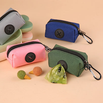 Canvas Dog Poop Bag Holder Outdoor Pet Waste Bag Dispenser with Carabiner Clip
