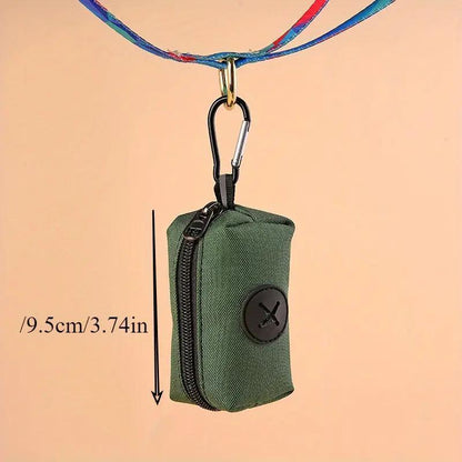 Canvas Dog Poop Bag Holder Outdoor Pet Waste Bag Dispenser with Carabiner Clip