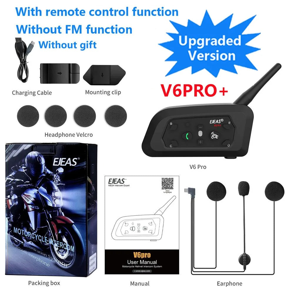 V6 PRO Motorcycle Helmet Bluetooth Intercom 6 Rider 800m Range IP67 Waterproof Walkie Talkie 7