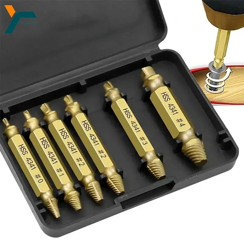 Damaged Screw Extractor Set – HSS Drill Bit Stripped Broken Remover Kit for Easy & Quick Screw Removal