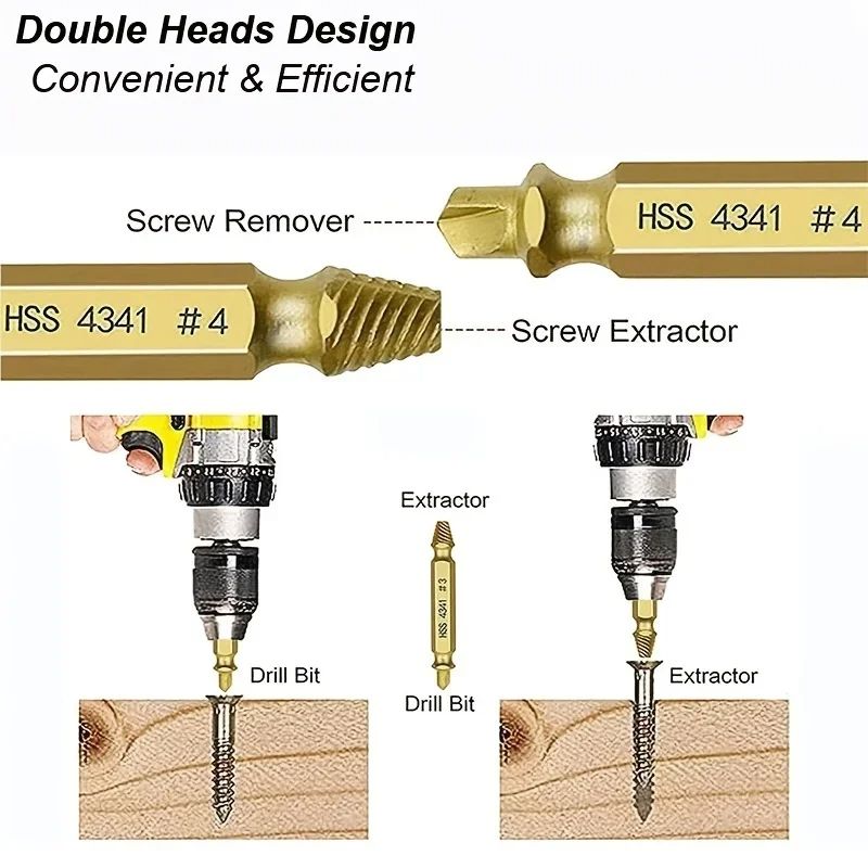 Damaged Screw Extractor Set  HSS Drill Bit Stripped Broken Remover Kit For Easy  Quick Screw Remova 2
