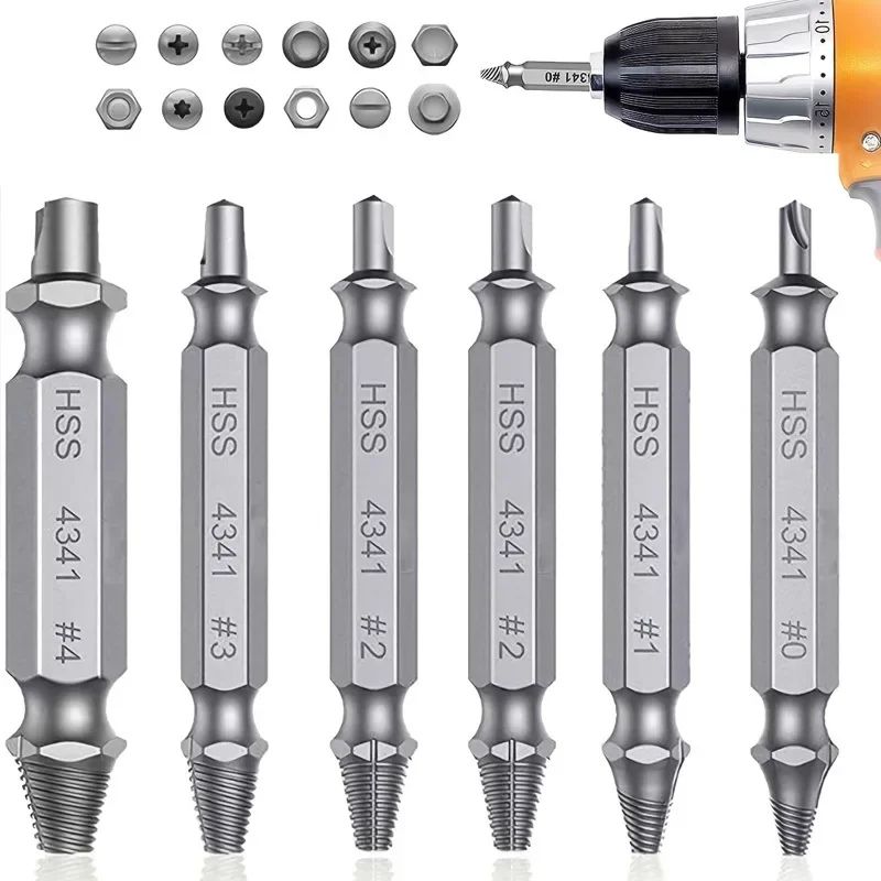 Damaged Screw Extractor Set  HSS Drill Bit Stripped Broken Remover Kit For Easy  Quick Screw Remova 3