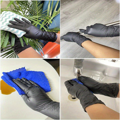 Black Nitrile Gloves Thickened Disposable Gloves For Cleaning Dishwashing Hairdressing  Tattoos 4