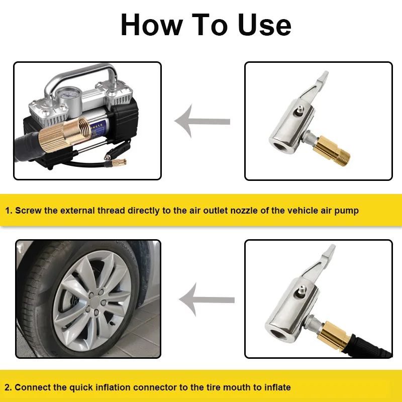 Portable Inflatable Pump For Car Tire Air Chuck Compressor Tire Inflator With Barb Connector Hose R 5