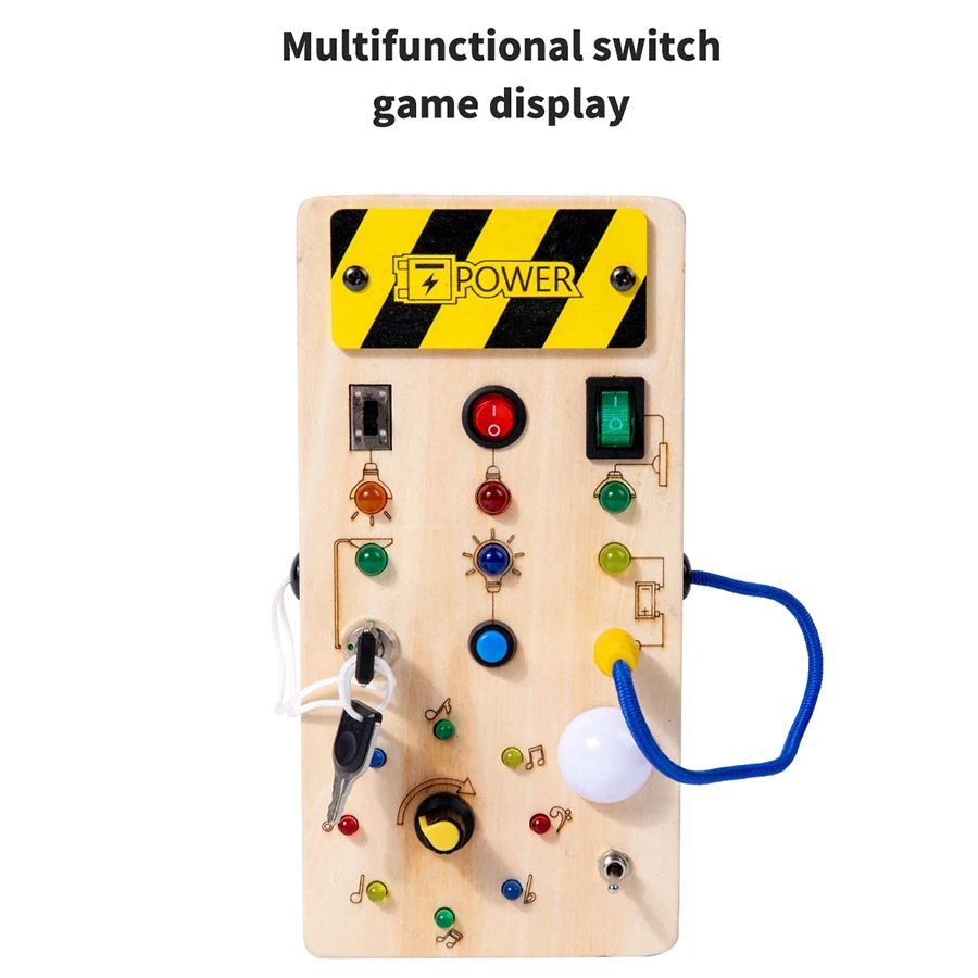 Musical Note Busy Board Montessori Busy Board Sensory Toys Wooden With LED Light Switch Travel Acti 3