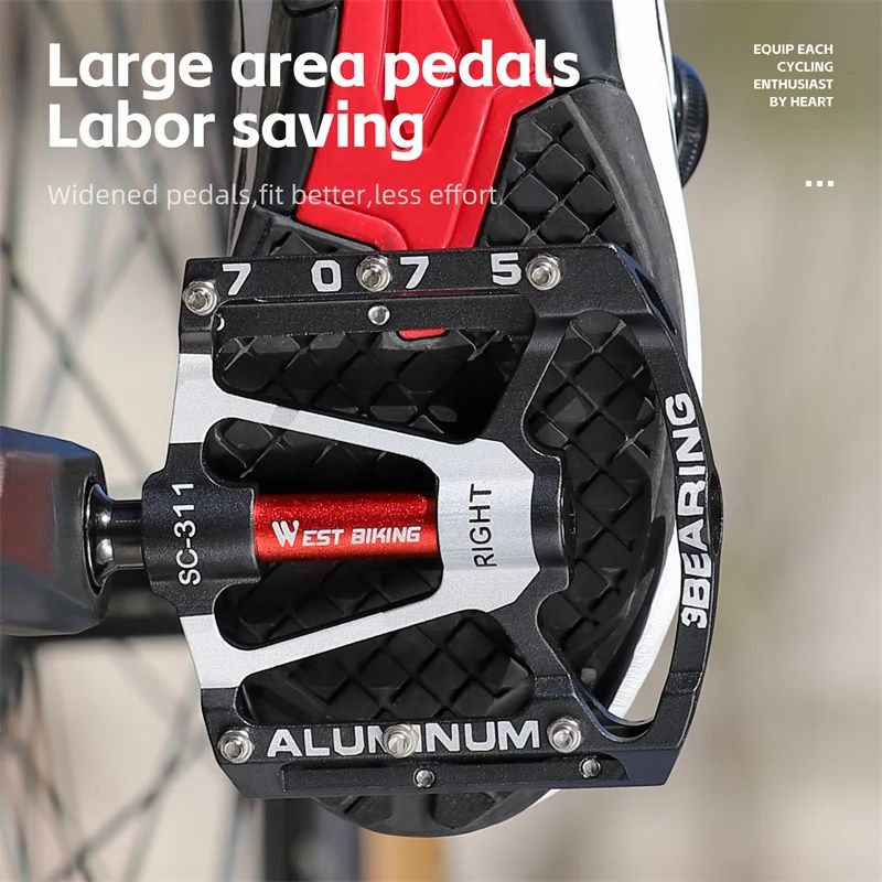 WEST BIKING 3 Bearing Bicycle Pedal  CNC Aluminum Alloy MTBRoad Bike Pedals AntiSlip Professional B 3