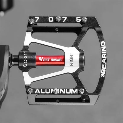WEST BIKING 3 Bearing Bicycle Pedal  CNC Aluminum Alloy MTBRoad Bike Pedals AntiSlip Professional B 5