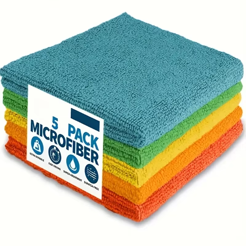 UltraFine Fiber Kitchen Towel Set Light Gray Super Absorbent  StainRemoving Cleaning Cloths 4