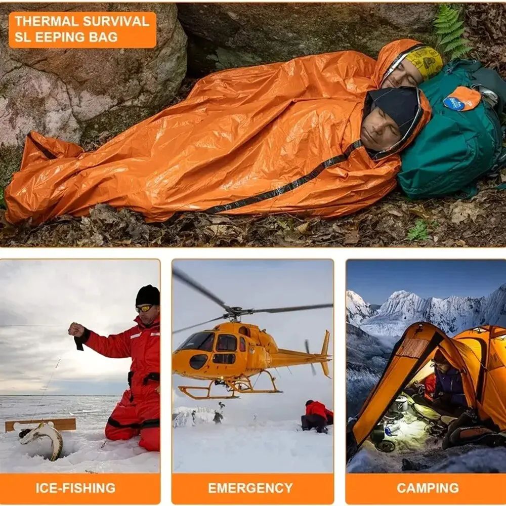 Lightweight Emergency Sleeping Bag Ultra Waterproof Mylar Thermal Blankets For Survival Hiking Camp 1
