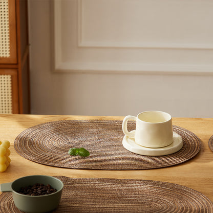Oval Rope Cotton Placemats, 4PCS Non-Slip Braided Table Mats Set for Kitchen & Dining Room Decor