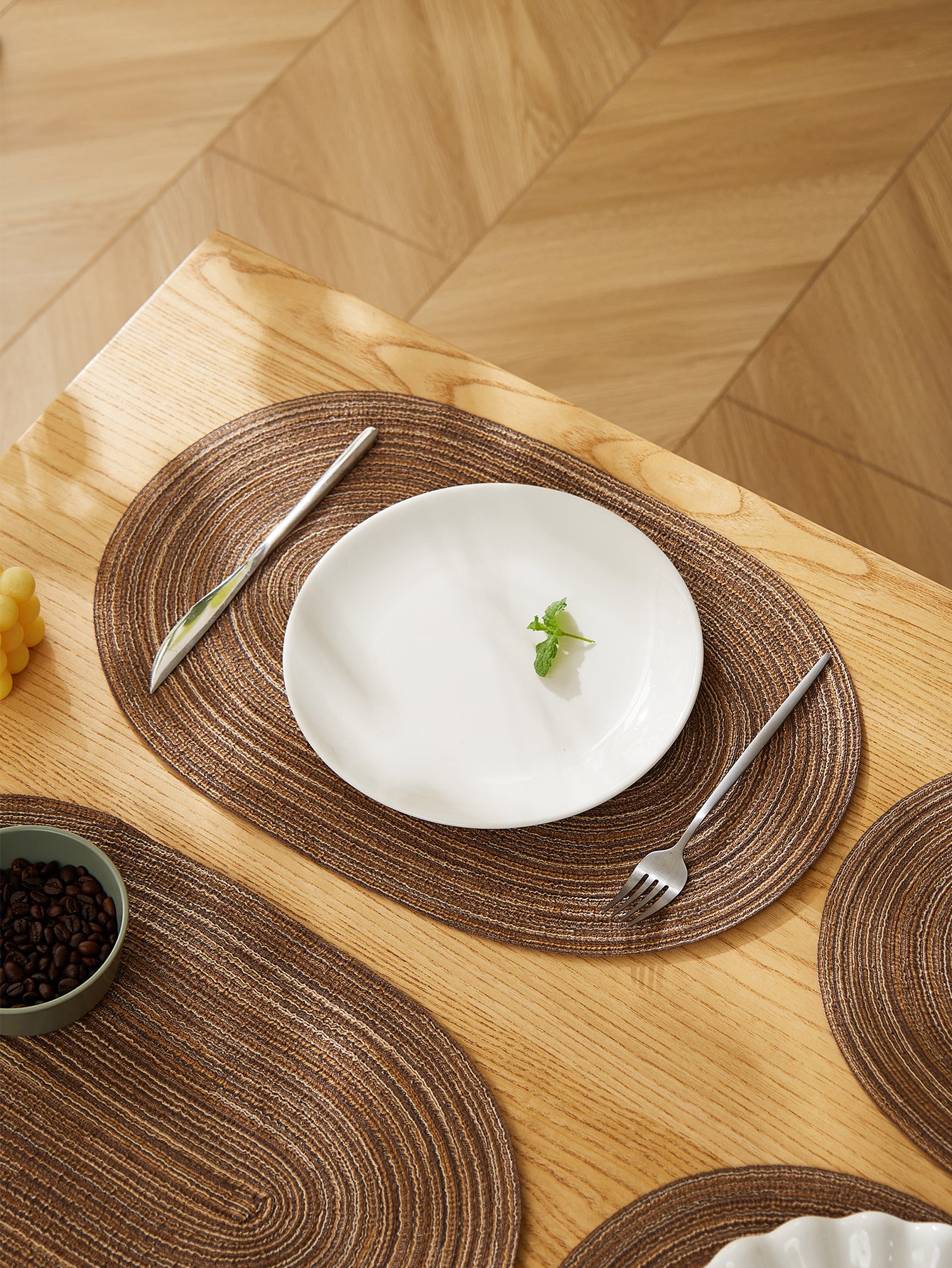 Oval Rope Cotton Placemats 4PCS NonSlip Braided Table Mats Set For Kitchen  Dining Room Decor 3