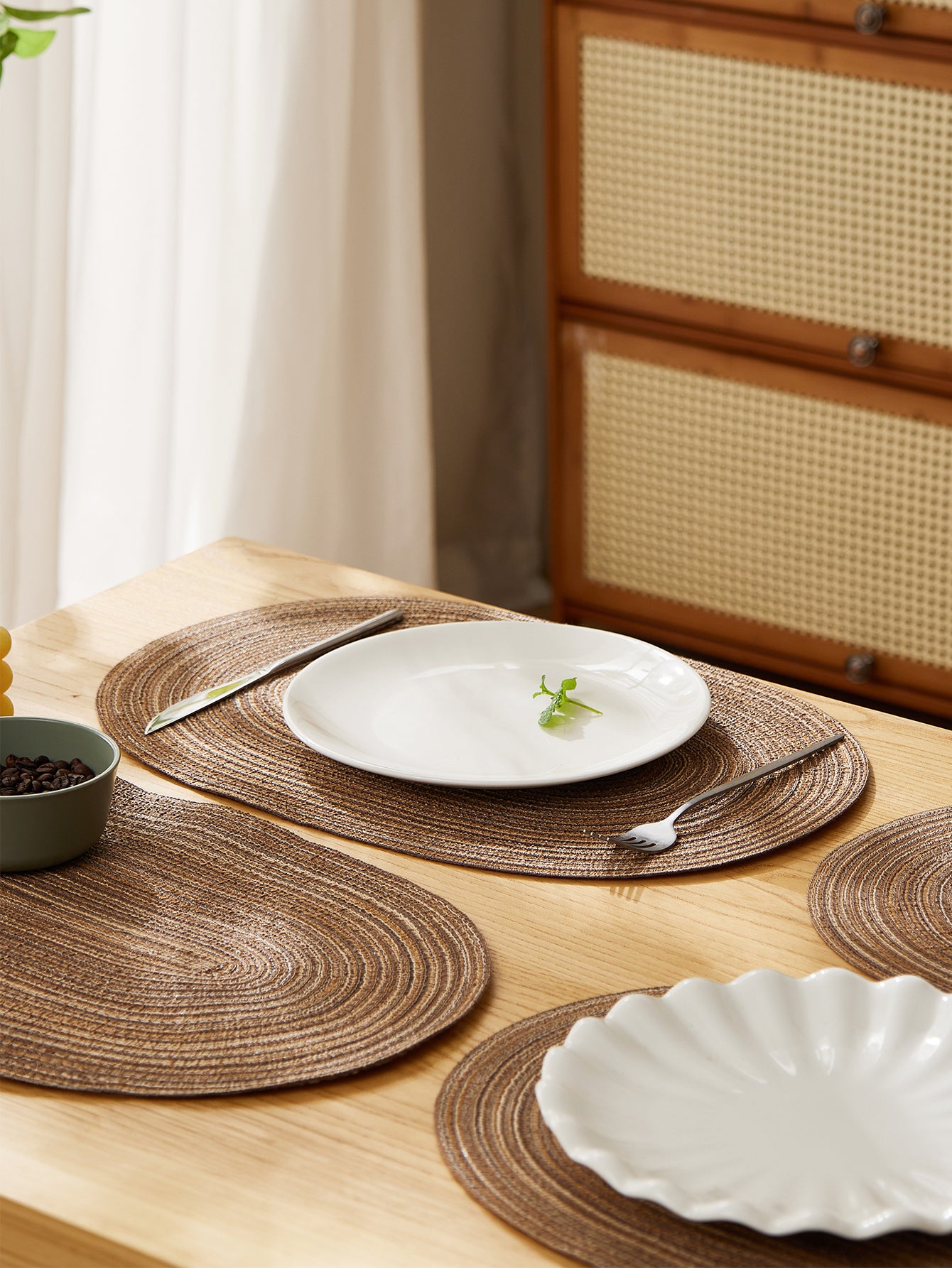 Oval Rope Cotton Placemats 4PCS NonSlip Braided Table Mats Set For Kitchen  Dining Room Decor 5