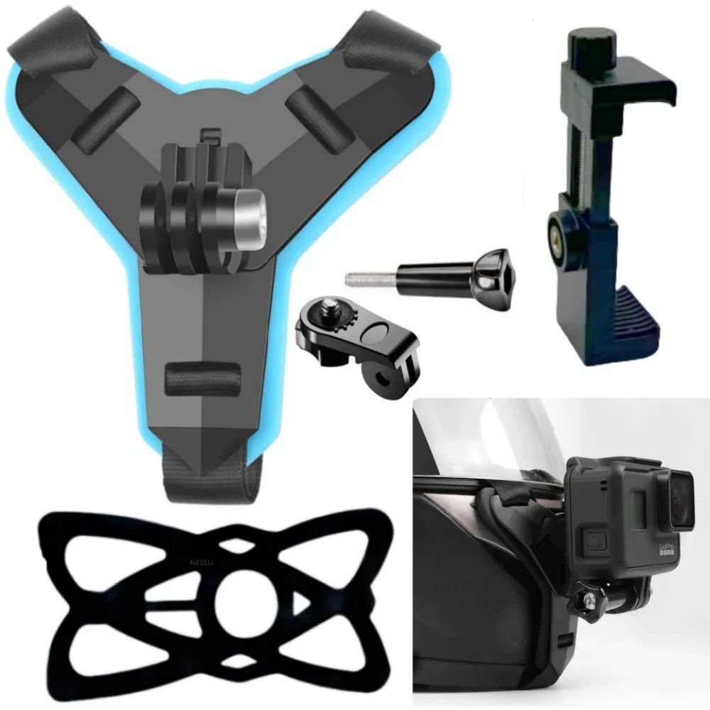 Motorcycle Helmet Phone Stand Mount Holder for GoPro Hero Adjustable Action Sports Camera Accessories for POV Shots