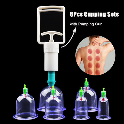 Vacuum Cupping Sets with Pumping Gun Back Massage Body Cup for Detox, Anti-Cellulite & Healthy Care