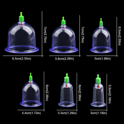 Vacuum Cupping Sets with Pumping Gun Back Massage Body Cup for Detox, Anti-Cellulite & Healthy Care