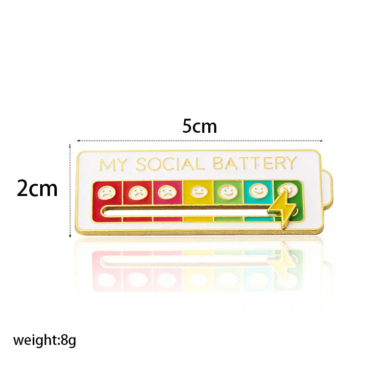 Emotional Expression Brooches 7 Mood Sliding Pins For Women Men Alloy Social Battery Badge For Jack 3