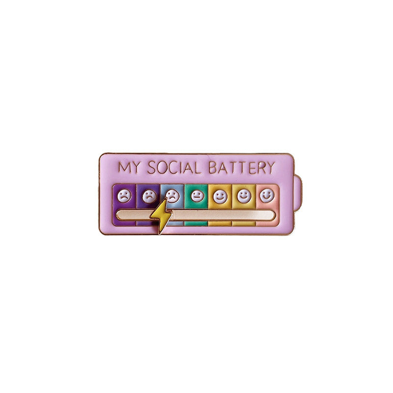 Emotional Expression Brooches 7 Mood Sliding Pins For Women Men Alloy Social Battery Badge For Jack 5