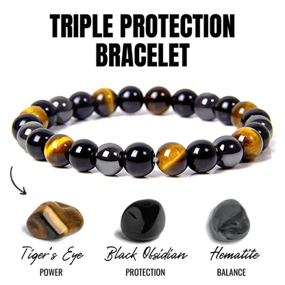 Natural Black Obsidian Hematite Tiger Eye Bead Bracelet Health  Protection Jewelry For Men  Women 1