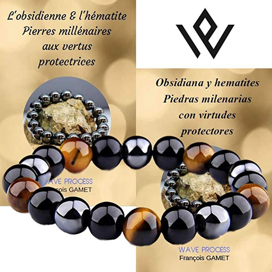 Natural Black Obsidian Hematite Tiger Eye Bead Bracelet Health  Protection Jewelry For Men  Women 3