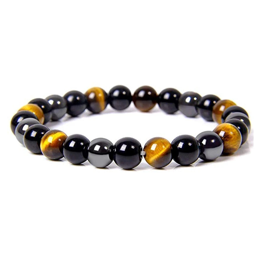 Natural Black Obsidian Hematite Tiger Eye Bead Bracelet Health  Protection Jewelry For Men  Women 5