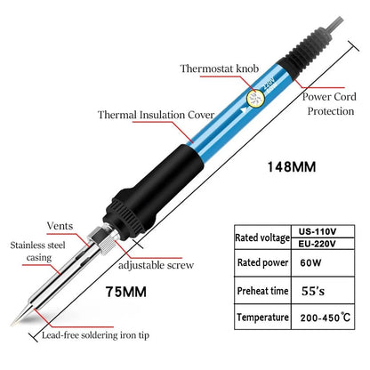 60W Adjustable Temperature Electric Soldering Iron US 110V Welding Iron With Rework Station Heat Pe 2