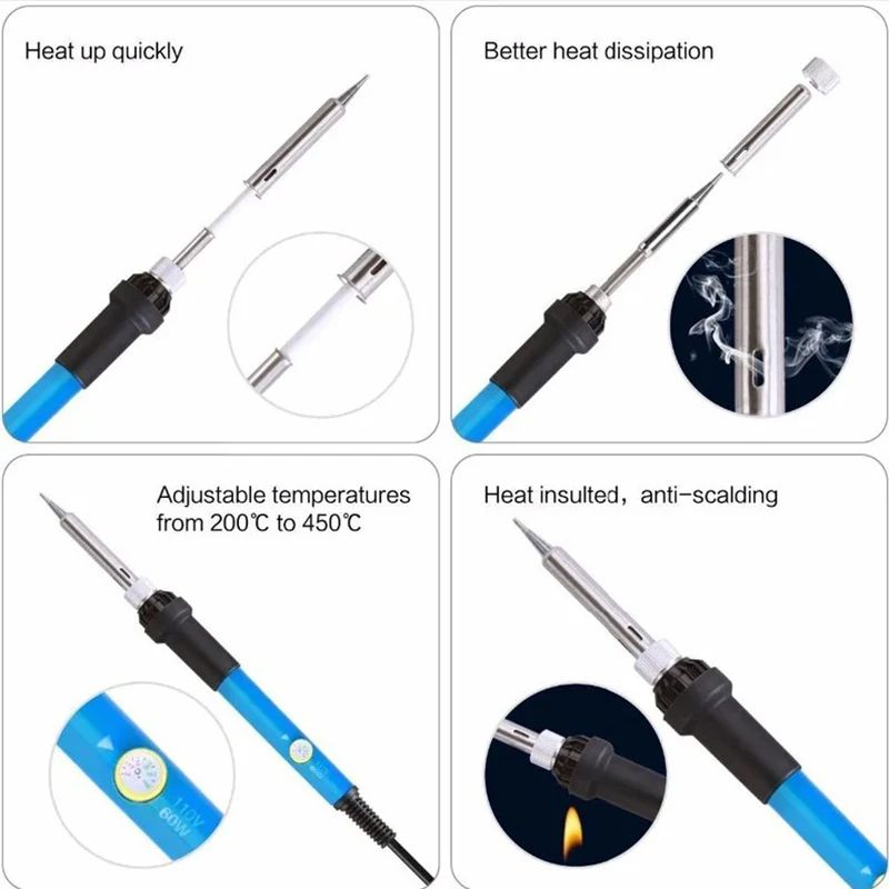 60W Adjustable Temperature Electric Soldering Iron US 110V Welding Iron With Rework Station Heat Pe 3