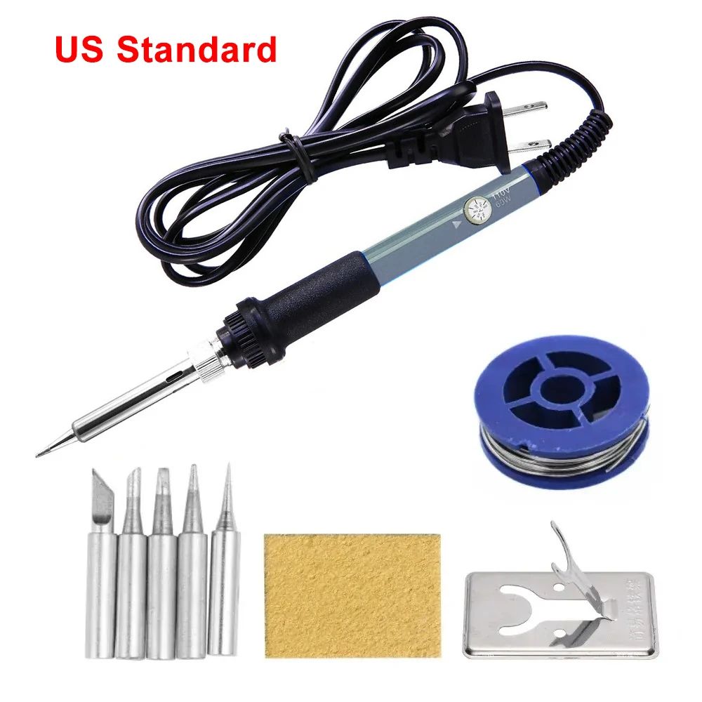 60W Adjustable Temperature Electric Soldering Iron US 110V Welding Iron With Rework Station Heat Pe 6