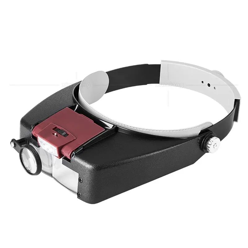 LED Headband Magnifier Glasses Adjustable Optivisor Loupe For Reading Crafts  Repair With Bright Du 1