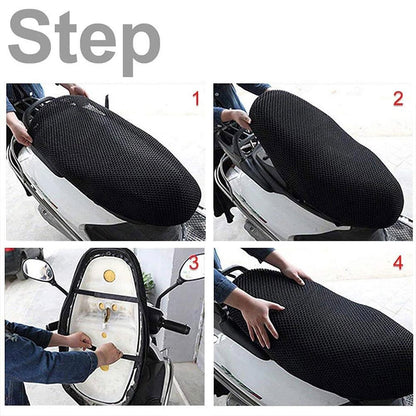 Motorcycle 3D Mesh Seat Cover, Anti-Slip, Breathable Scooter & Bike Seat Cushion for Summer Comfort