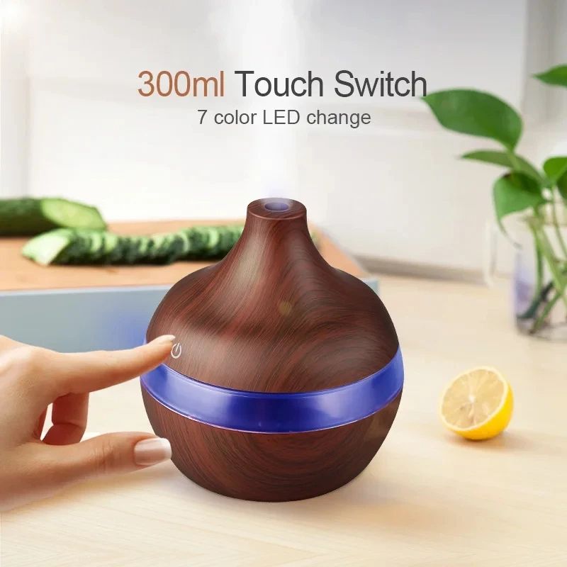 Ultrasonic Wood Grain Humidifier Electric Aroma Air Diffuser Essential Oil Cool Mist Maker For Home 3