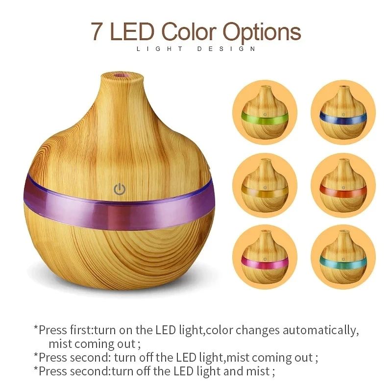 Ultrasonic Wood Grain Humidifier Electric Aroma Air Diffuser Essential Oil Cool Mist Maker For Home 5