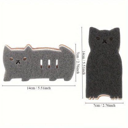 Cute Cat Kitchen Sponge Set Thick  Durable Dishwashing Sponges For Effective Cleaning 5