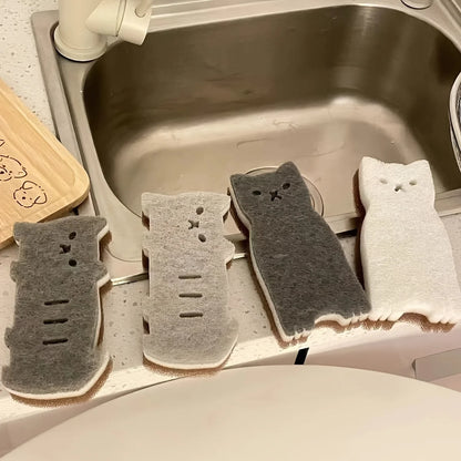 Cute Cat Kitchen Sponge Set Thick  Durable Dishwashing Sponges For Effective Cleaning 4