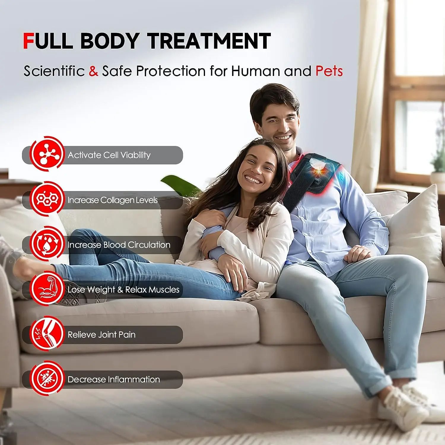 Red Light Therapy Belt Infrared Slimming Heat Pad Waist Wrap For Fat Loss Pain Relief Joints Full B 3