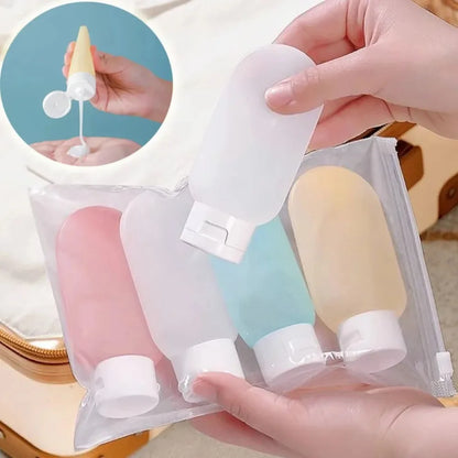 Refillable Bottle, Soft Silicone Lotion Container, Squeeze Tube Empty Bottle for Travel Shampoo & Toiletries