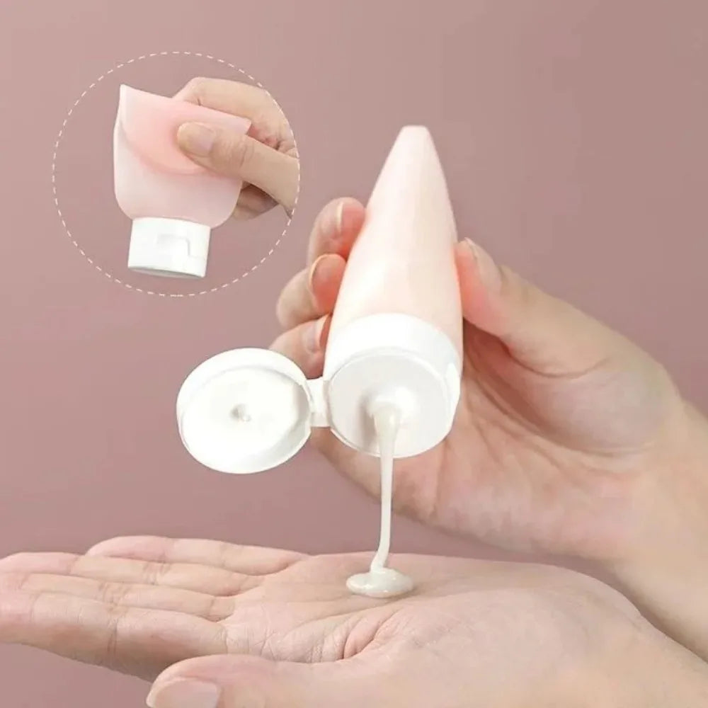 Refillable Bottle Soft Silicone Lotion Container Squeeze Tube Empty Bottle For Travel Shampoo  Toil 2