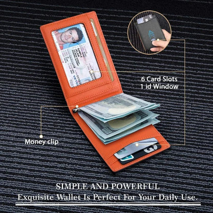 Synthetic Leather Slim Smart Wallet For Men RFID Blocking Credit Card Holder With Money Clip Thin M 2