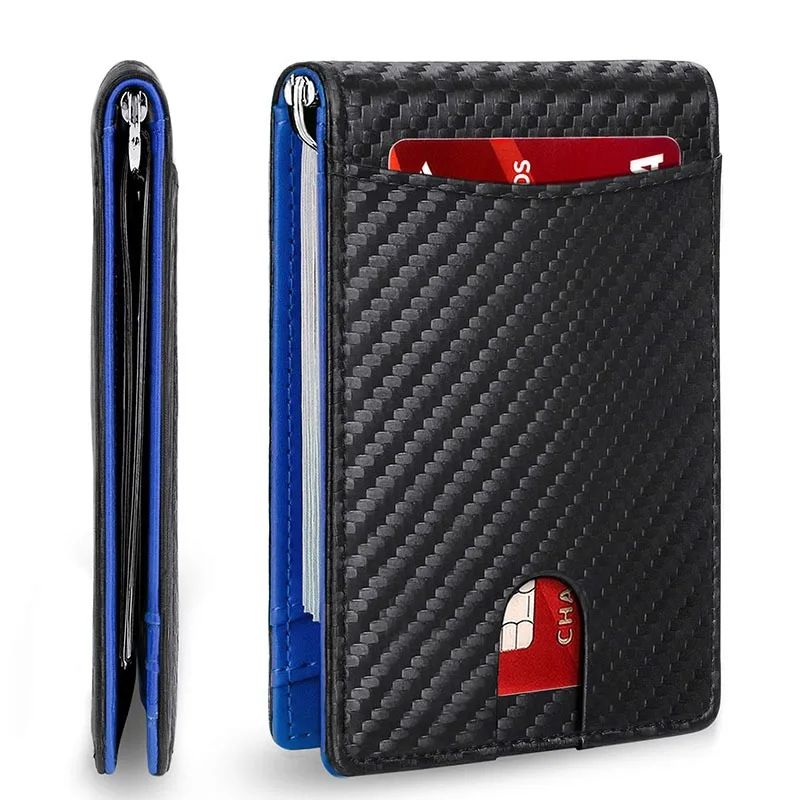 Synthetic Leather Slim Smart Wallet For Men RFID Blocking Credit Card Holder With Money Clip Thin M 4