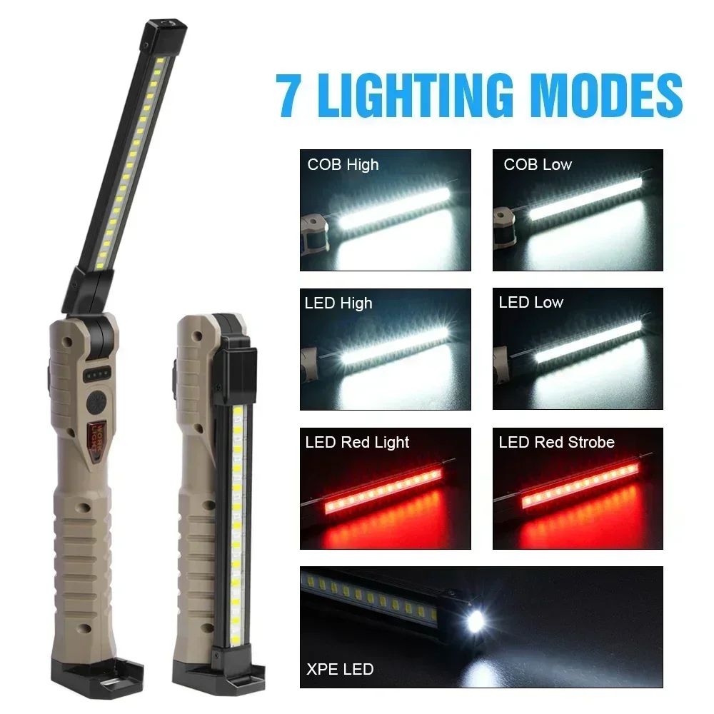 Folding COB XPE LED Work Light Handheld Flashlight USB Rechargeable Emergency Car Inspection Lamp R 2