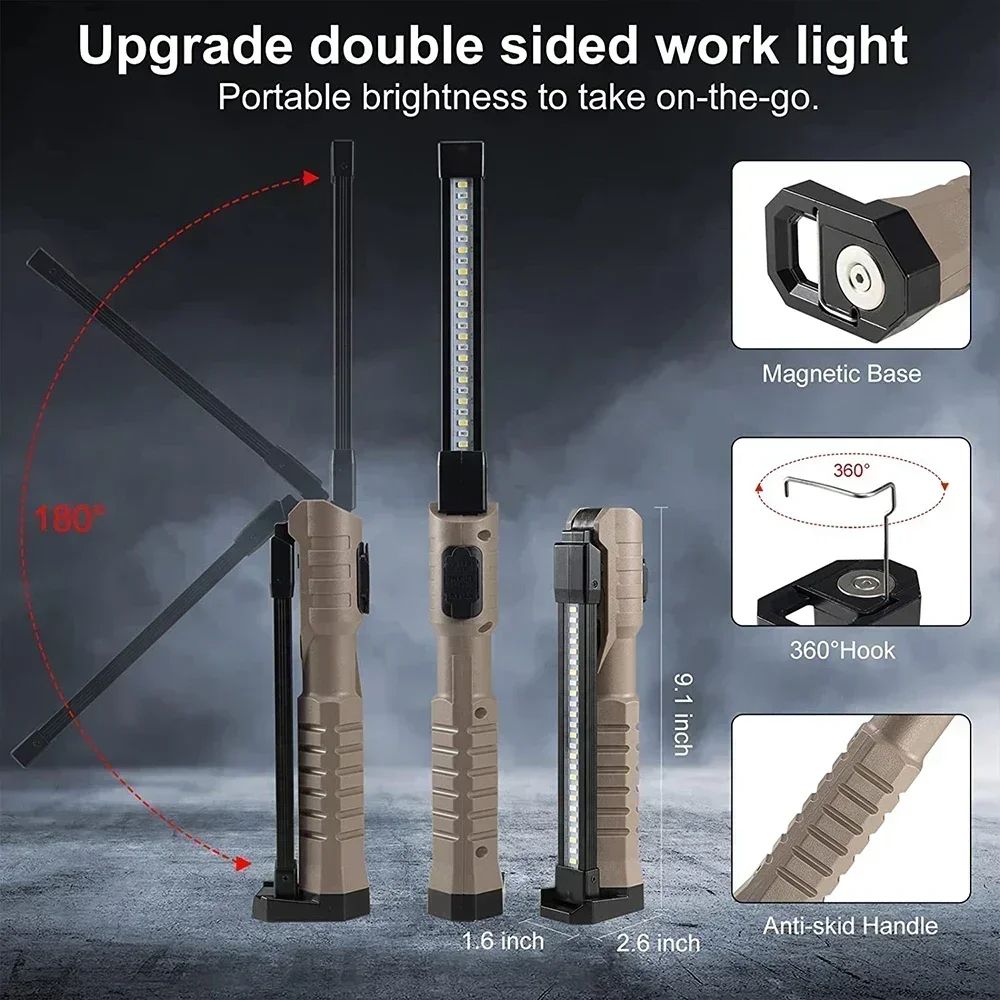 Folding COB XPE LED Work Light Handheld Flashlight USB Rechargeable Emergency Car Inspection Lamp R 3