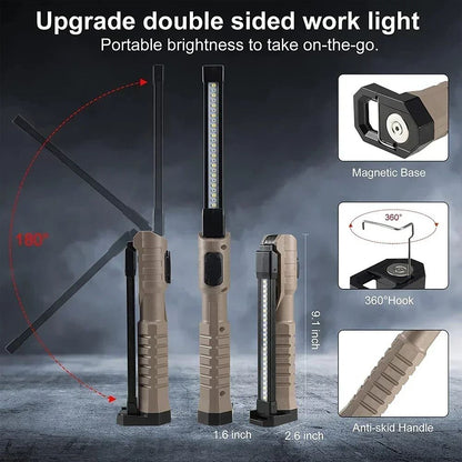 Folding COB XPE LED Work Light Handheld Flashlight USB Rechargeable Emergency Car Inspection Lamp R 3