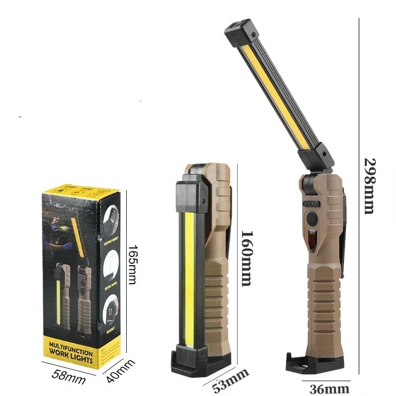 Folding COB XPE LED Work Light Handheld Flashlight USB Rechargeable Emergency Car Inspection Lamp R 6