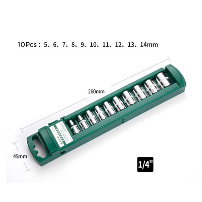 Hex Socket Wrench Head Set For Ratchet  Drive Short  Deep Sockets With Nut Driver Sleeve Spanner An 8