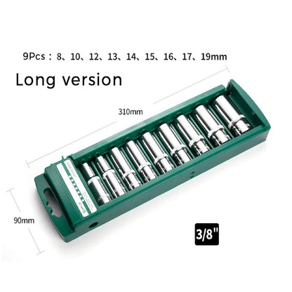 Hex Socket Wrench Head Set For Ratchet  Drive Short  Deep Sockets With Nut Driver Sleeve Spanner An 9