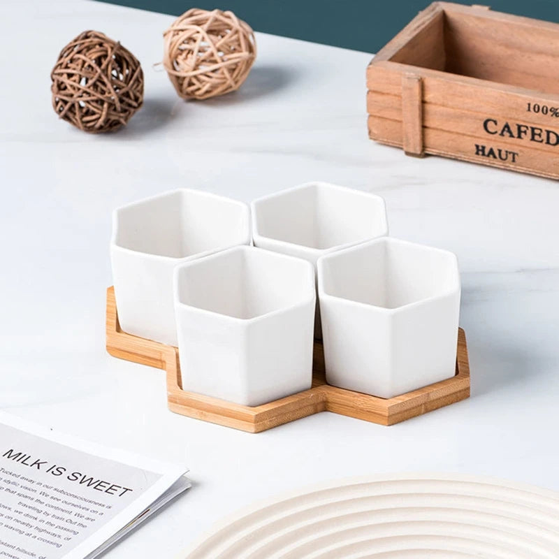 Multi Use Bamboo Tray SetWooden Saucer For Flower PotsCoffee Cups  Kitchen DecorEco Friendly Coaste 3