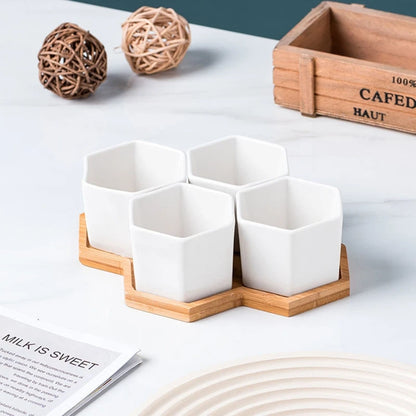 Multi Use Bamboo Tray SetWooden Saucer For Flower PotsCoffee Cups  Kitchen DecorEco Friendly Coaste 3