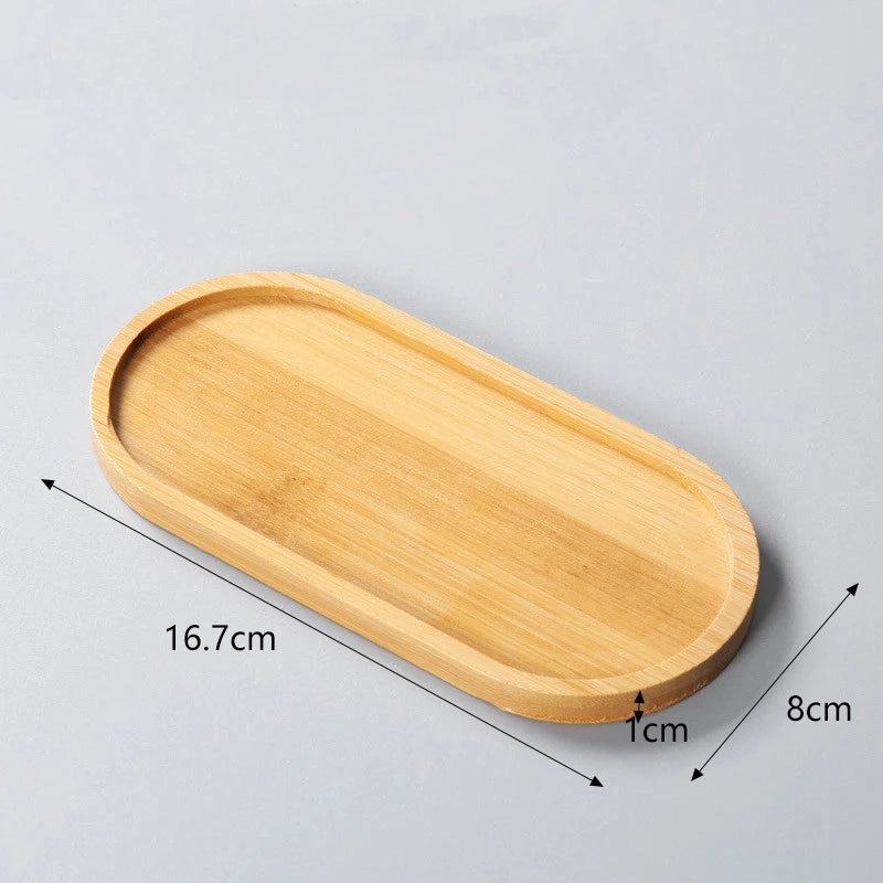Multi Use Bamboo Tray SetWooden Saucer For Flower PotsCoffee Cups  Kitchen DecorEco Friendly Coaste 6